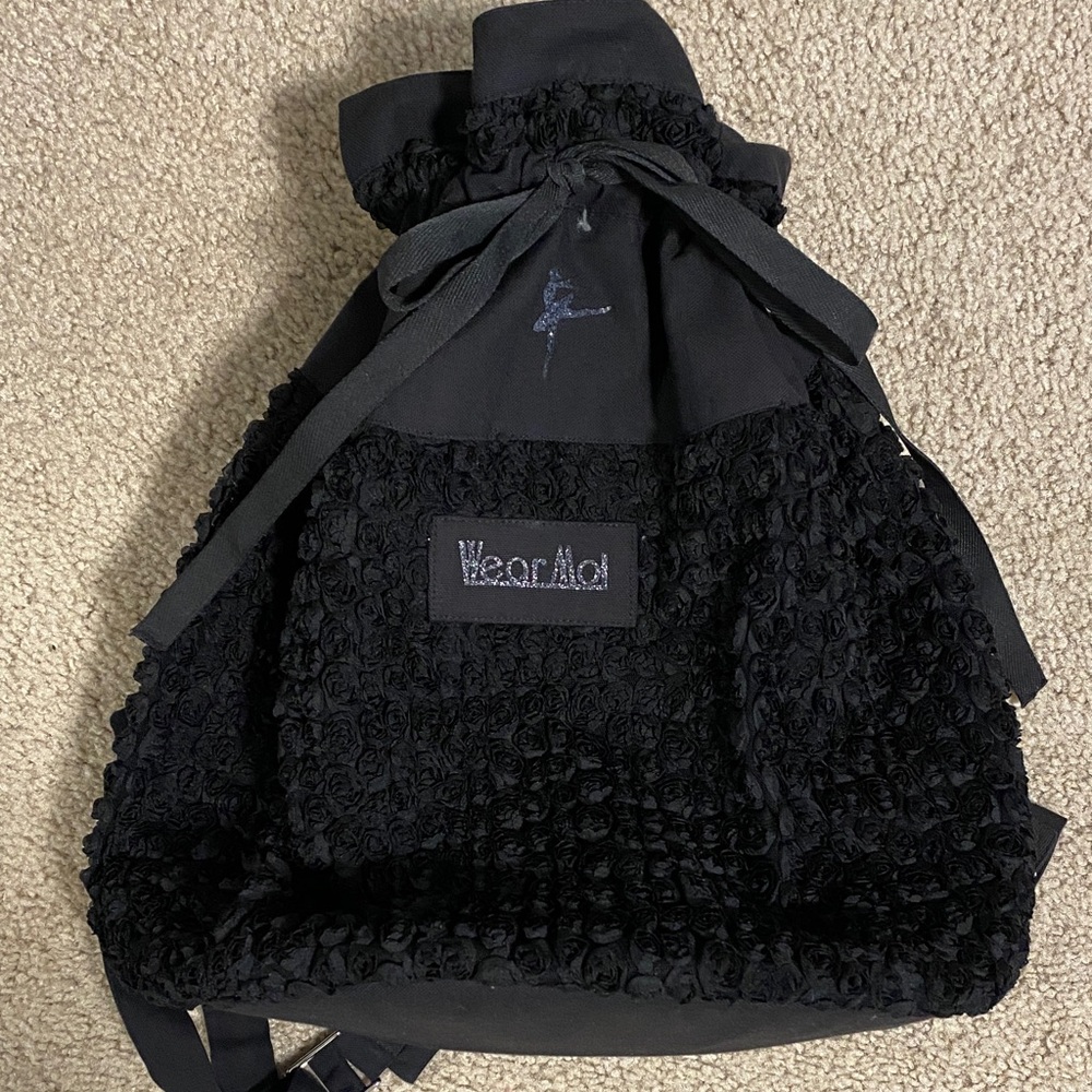 Wear Moi Black Rosette Drawstring Backpack